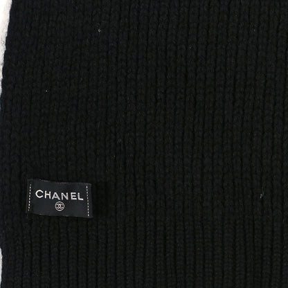Chanel Cashmere Knit CC Scarf Black White 3 of 3