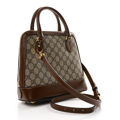 Gucci GG Supreme Monogram Azalea Calfskin Small Horsebit 1955 Top Handle Bag Beige Ebony Brown Sugar 3 of 11