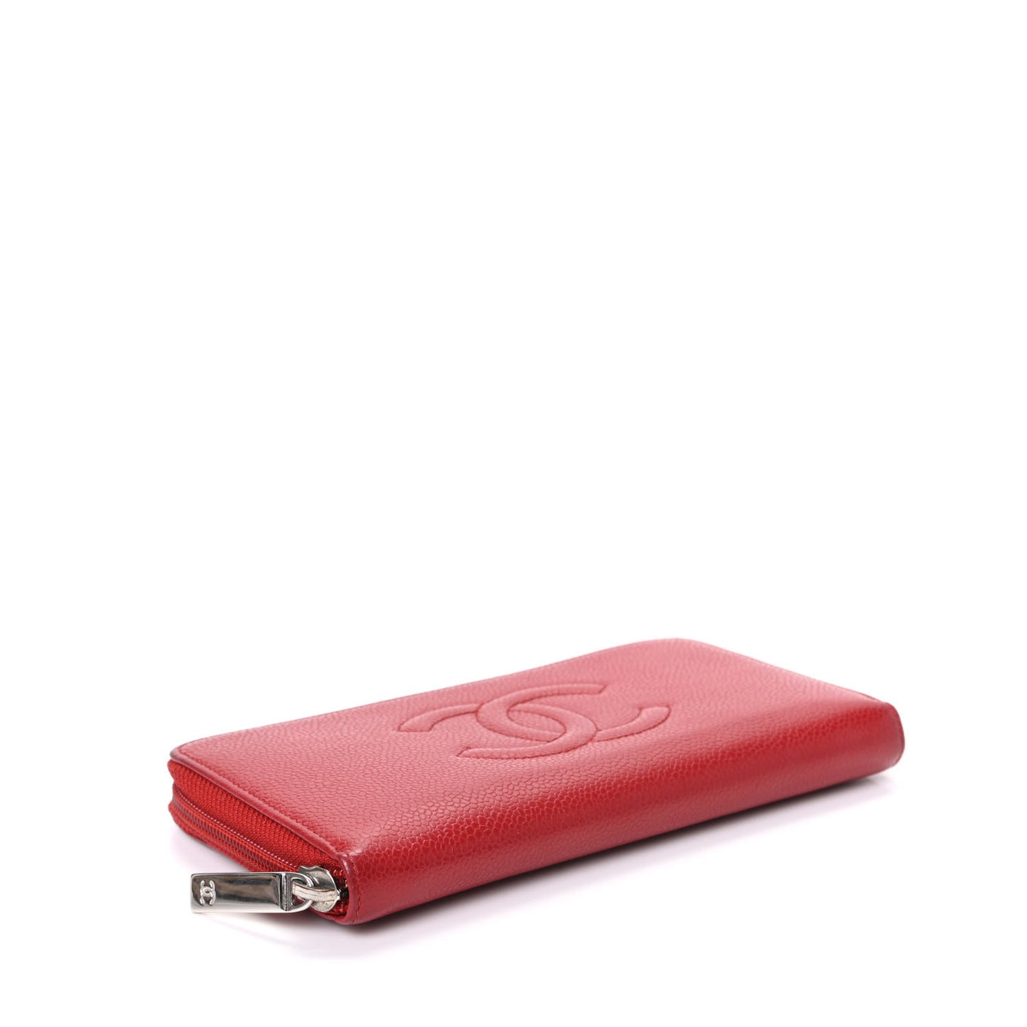 Caviar Large Timeless CC Zip Around Wallet Red