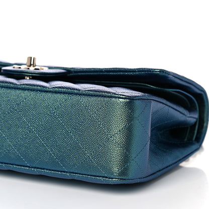 Chanel Iridescent Caviar Quilted Medium Double Flap Green 9 of 10