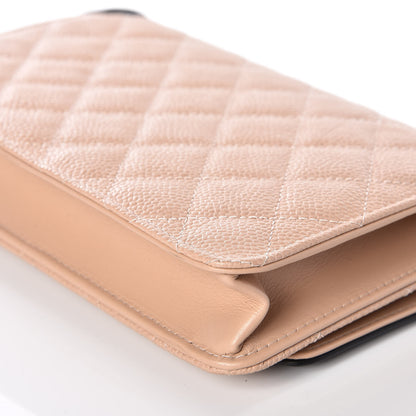 Chanel Caviar Quilted CC Filigree Wallet On Chain WOC Beige Black 6 of 11