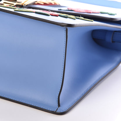 Gucci Calfskin Embroidered Medium Sylvie Top Handle Bag Clear Sky Blue 10 of 10
