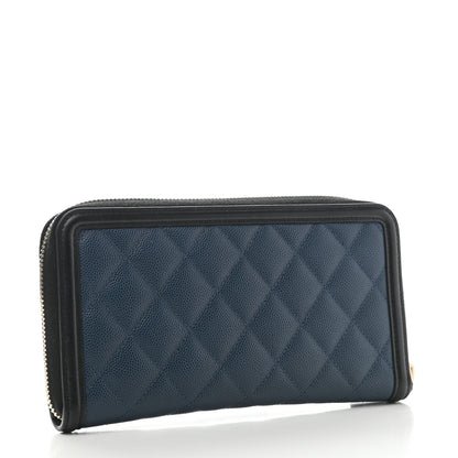 Chanel Caviar Quilted Filigree Zip Around Wallet Navy Black 3 of 9