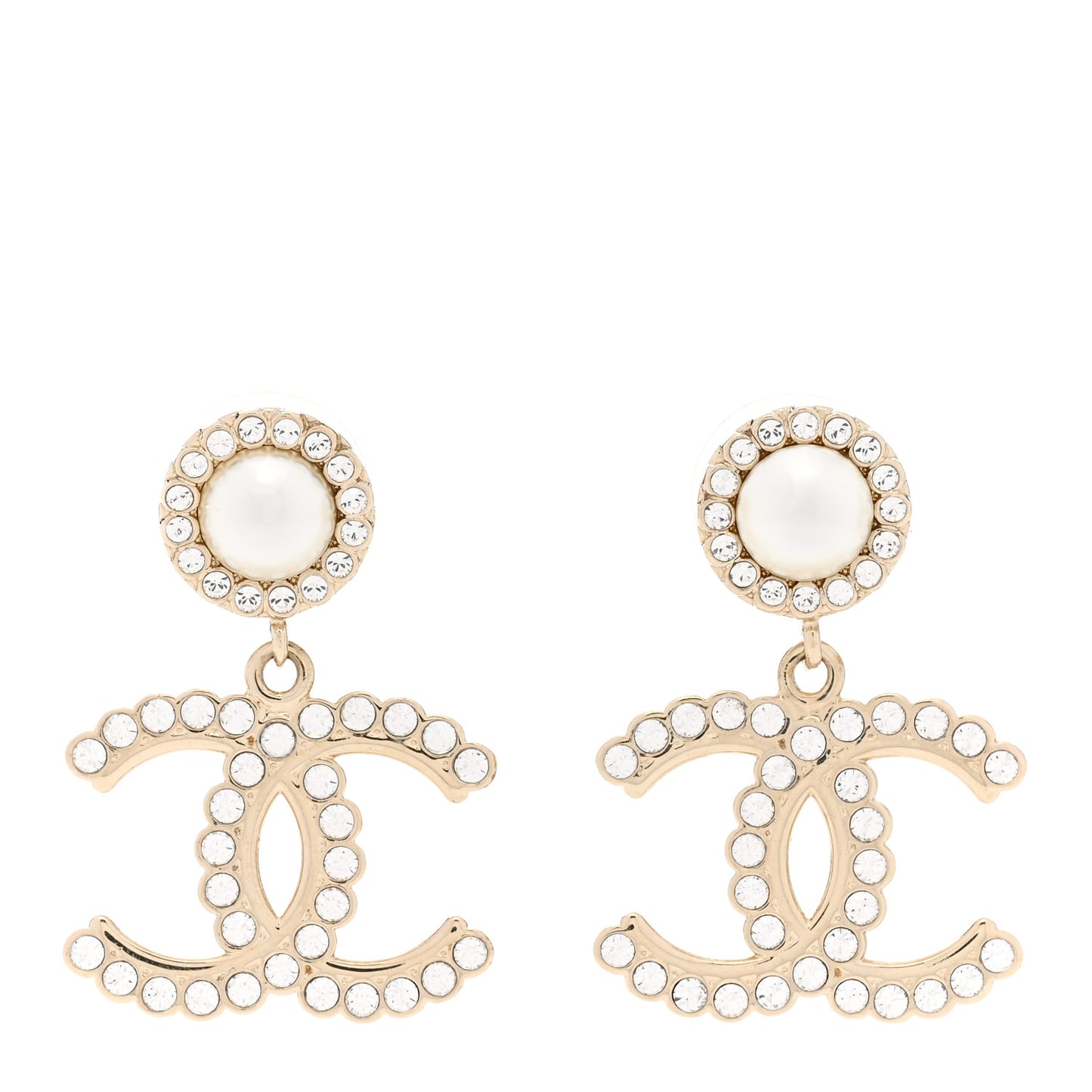 Crystal Pearl Bow-tiful CC Drop Earrings Gold