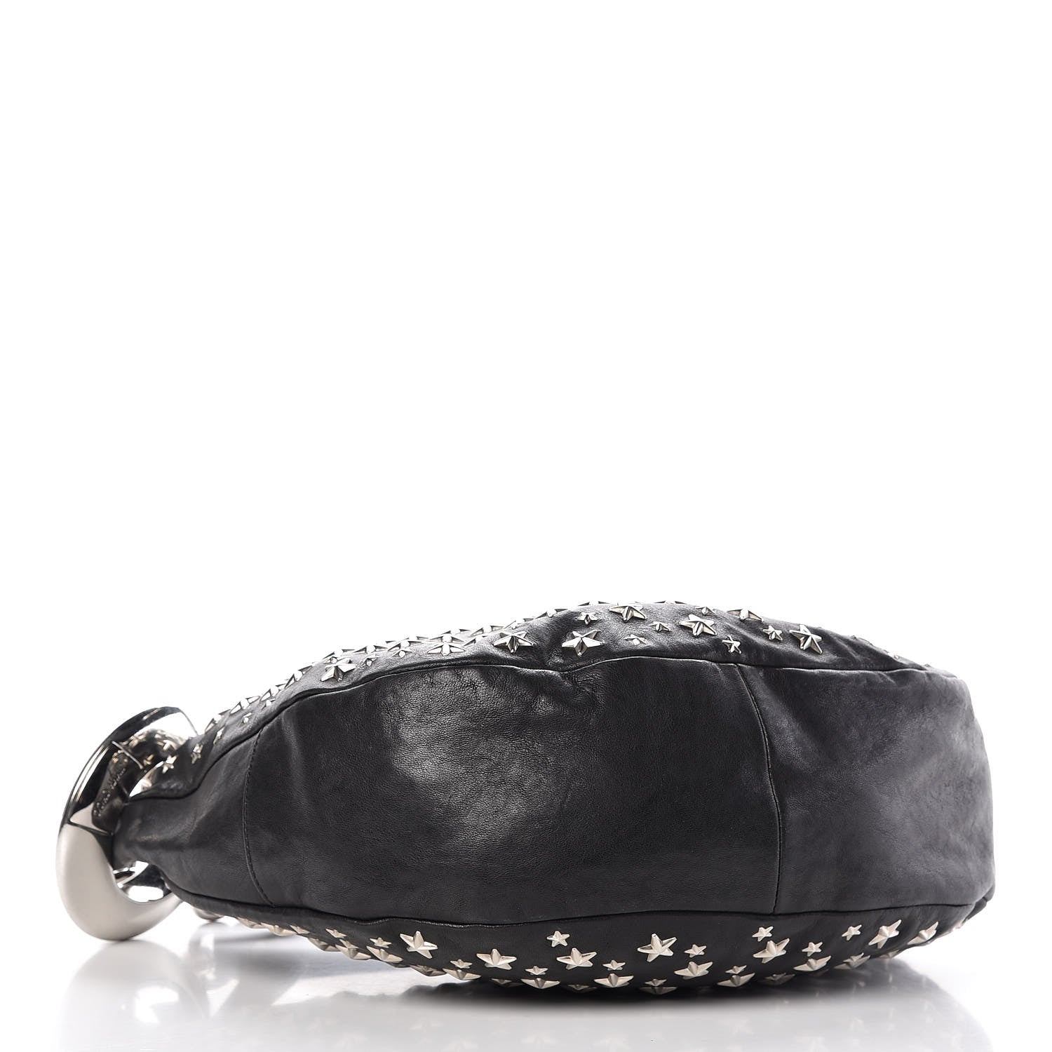 Jimmy Choo Metallic Calfskin Star Studded Sky Hobo Black 4 of 7