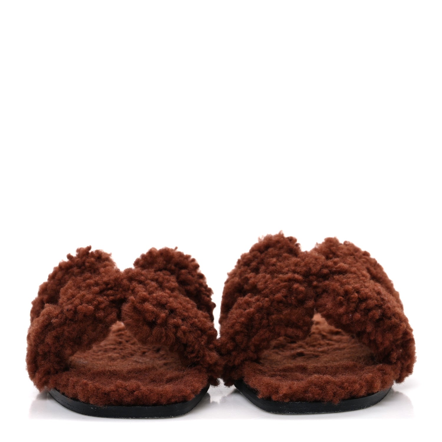 Hermes Woolskin Oran Sandals 37.5 Cognac 3 of 9