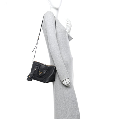 Prada Vitello Daino Pocket Small Tote Black 2 of 17