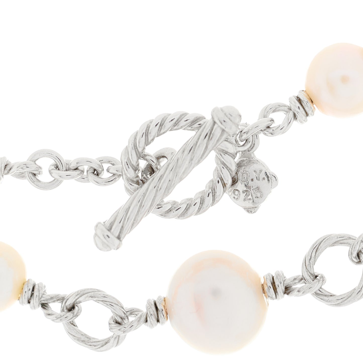 Sterling Silver Cultured Pearl Quatrefoil Long Chain Necklace