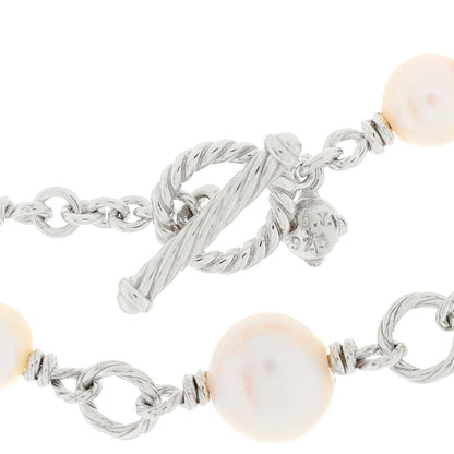 David Yurman Sterling Silver Cultured Pearl Quatrefoil Long Chain Necklace 5 of 5