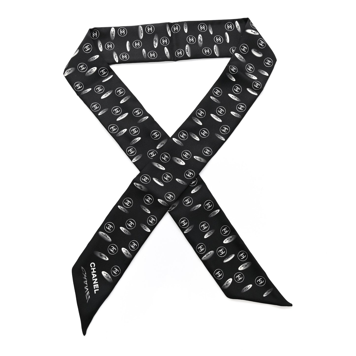 Silk CC Slim Bandeau Scarf Black