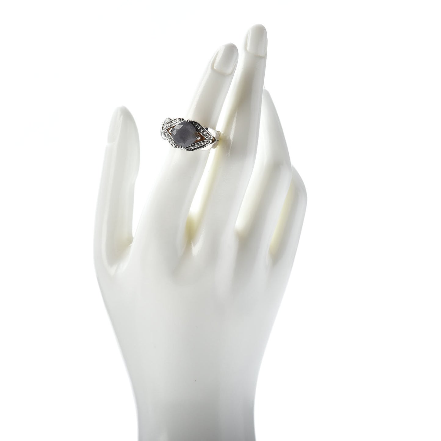 JONH HARDY Sterling Silver Diamond Gray Sapphire Modern Chain Magic Cut Ring 54 7