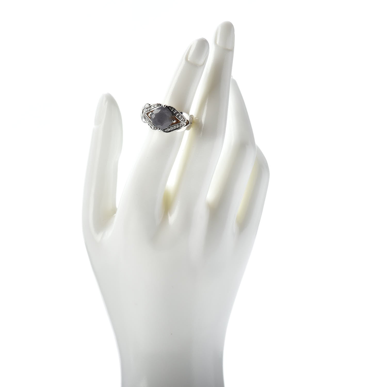 John Hardy JONH HARDY Sterling Silver Diamond Gray Sapphire Modern Chain Magic Cut Ring 54 7 2 of 5