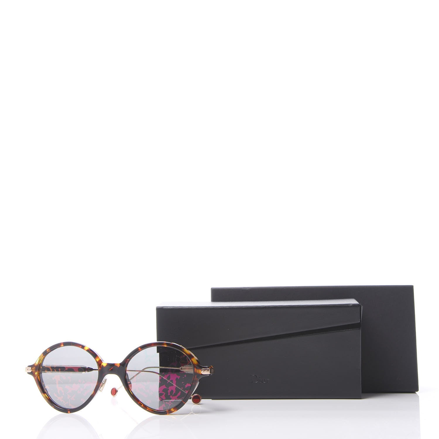 Christian Dior Acetate Leaf Print Umbrage Round Sunglasses Pink Foliage 9 of 9