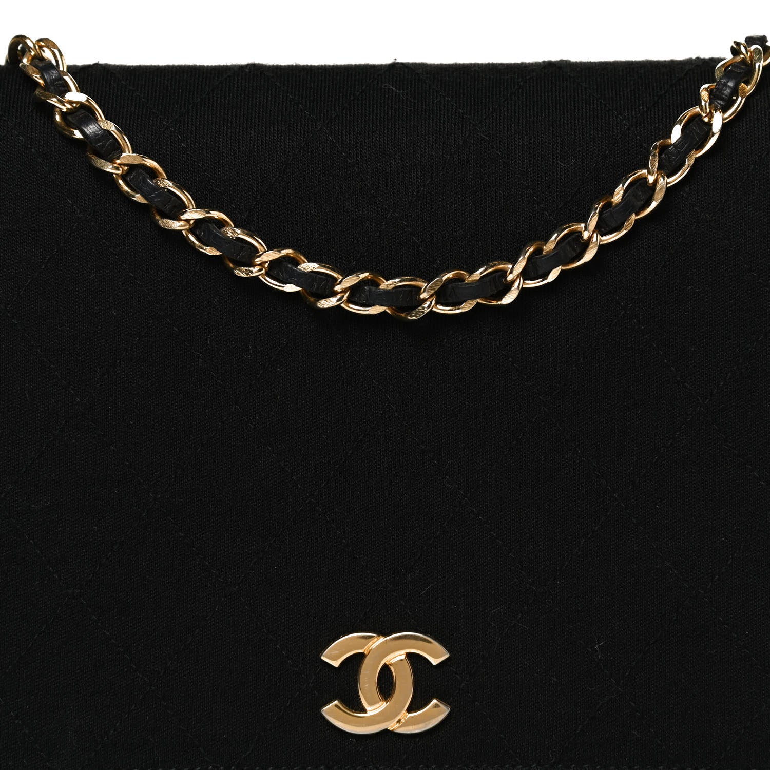 Chanel Jersey Quilted Wallet On Chain WOC Black 8 of 12