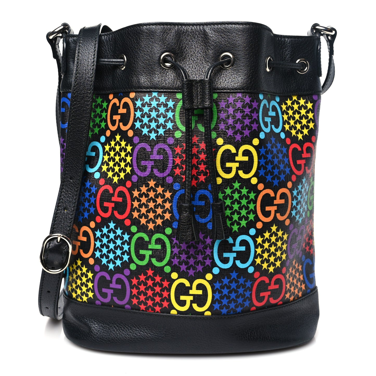 GG Supreme Monogram Psychedelic Bucket Bag Black