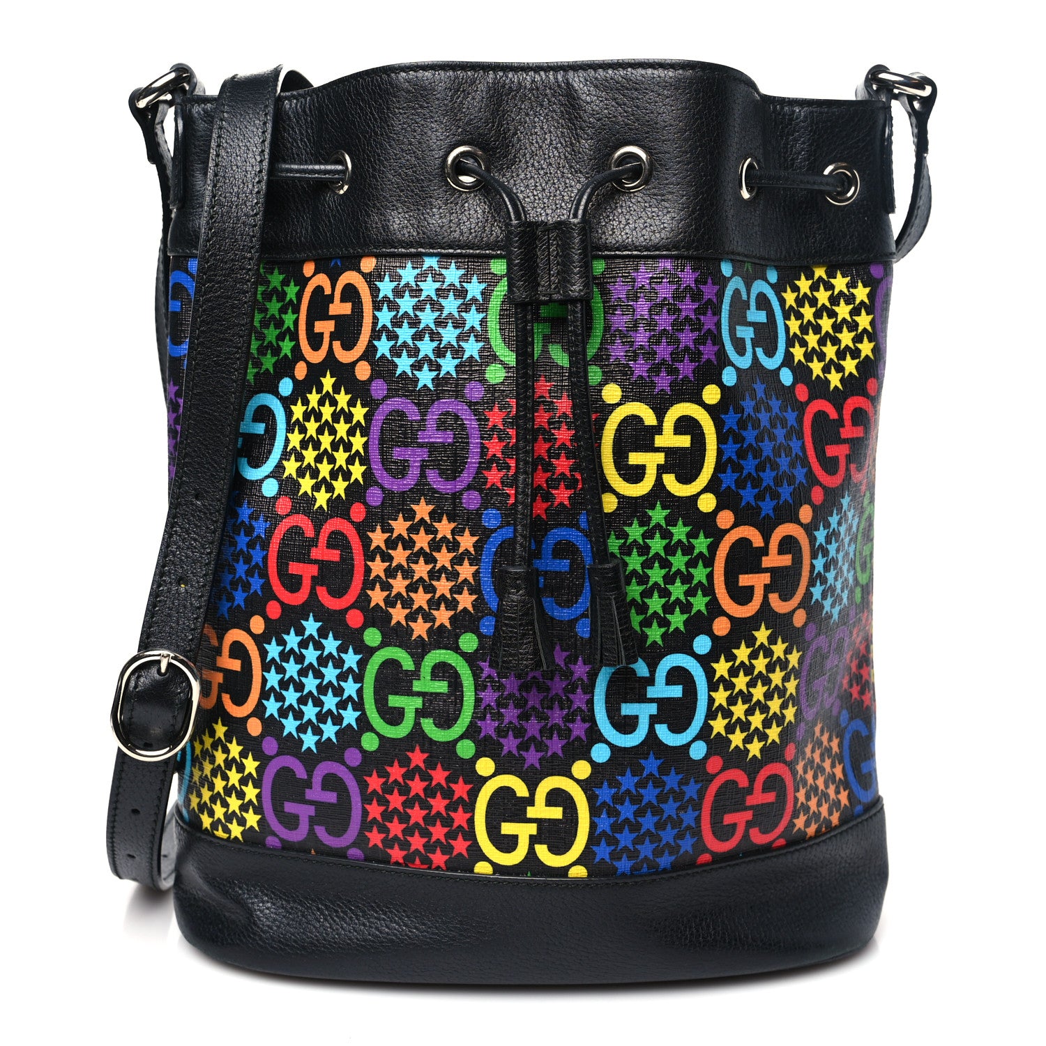 Gucci GG Supreme Monogram Psychedelic Bucket Bag Black 1 of 11