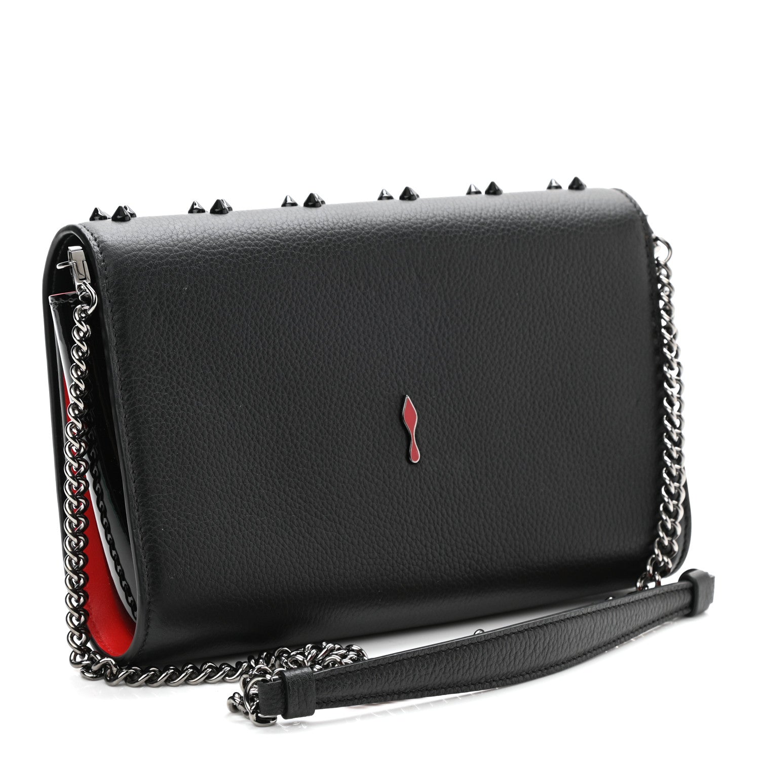 Christian Louboutin Calfskin Spikes Loubinthesky Paloma Clutch Black 3 of 11