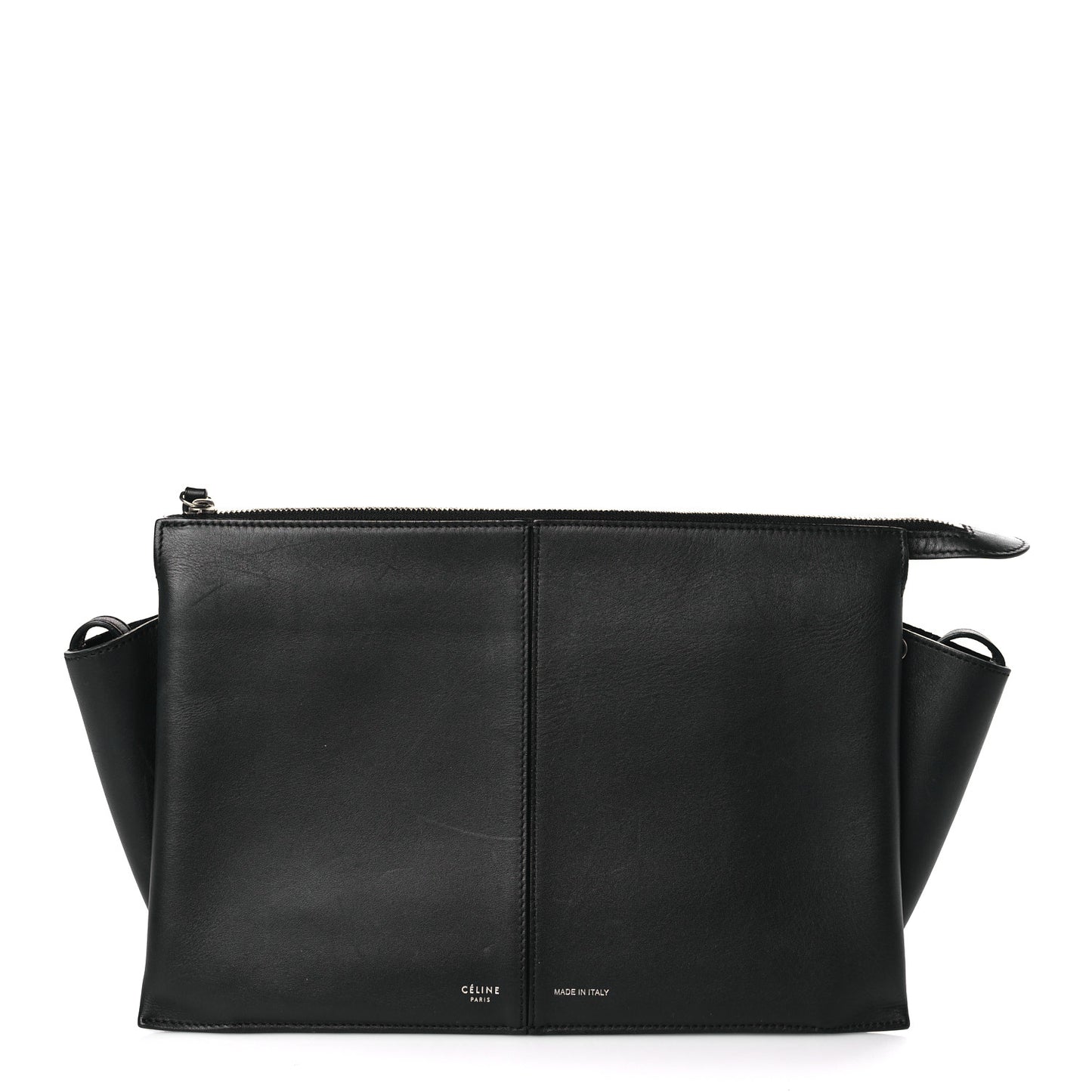 Smooth Calfskin Tri-Fold Clutch on Chain Black