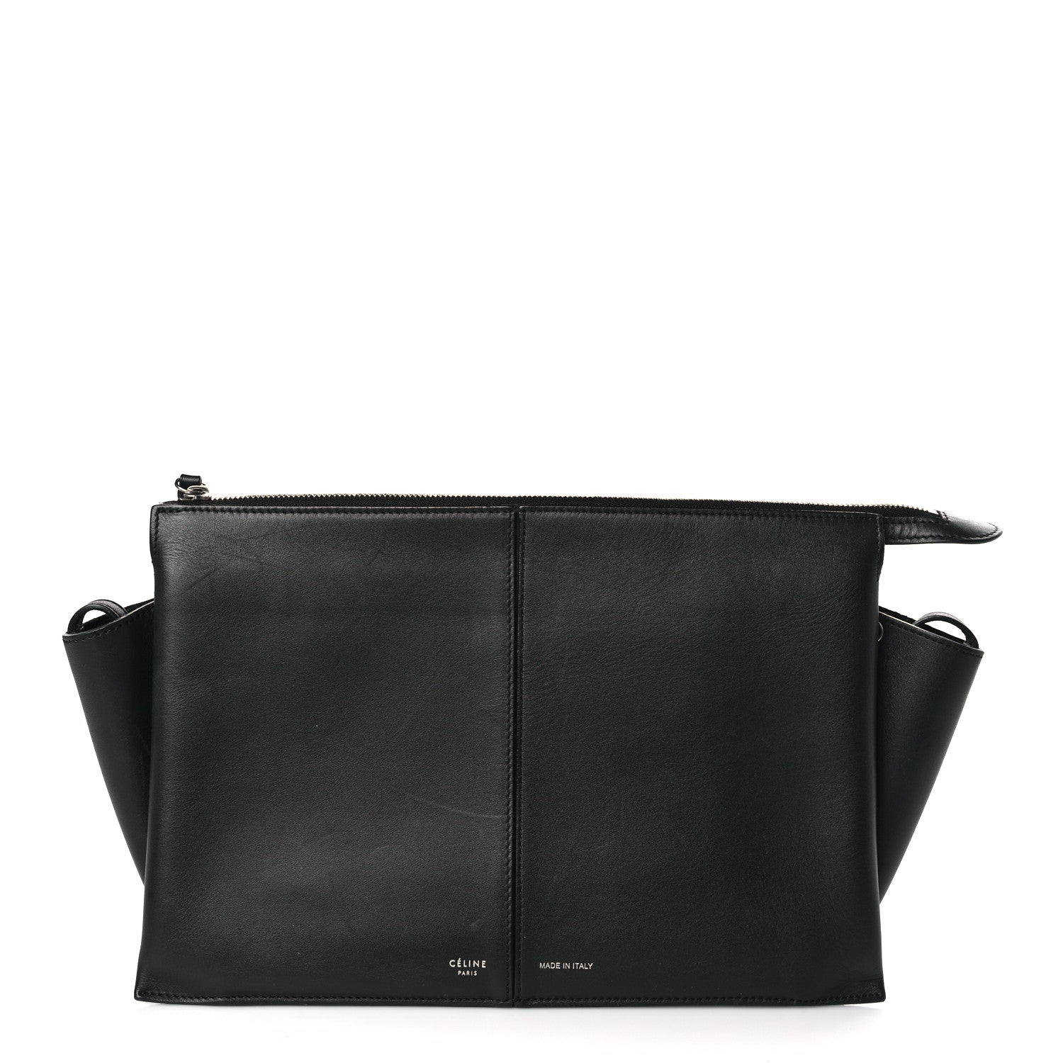 Celine Smooth Calfskin Tri-Fold Clutch on Chain Black 1 of 9