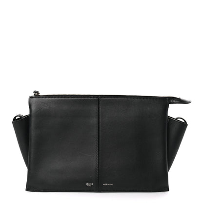 Celine Smooth Calfskin Tri-Fold Clutch on Chain Black 1 of 9