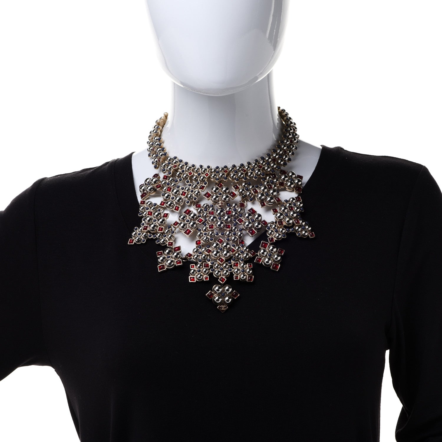 Chanel Gripoix Bib Necklace Gold Multicolor 2 of 5