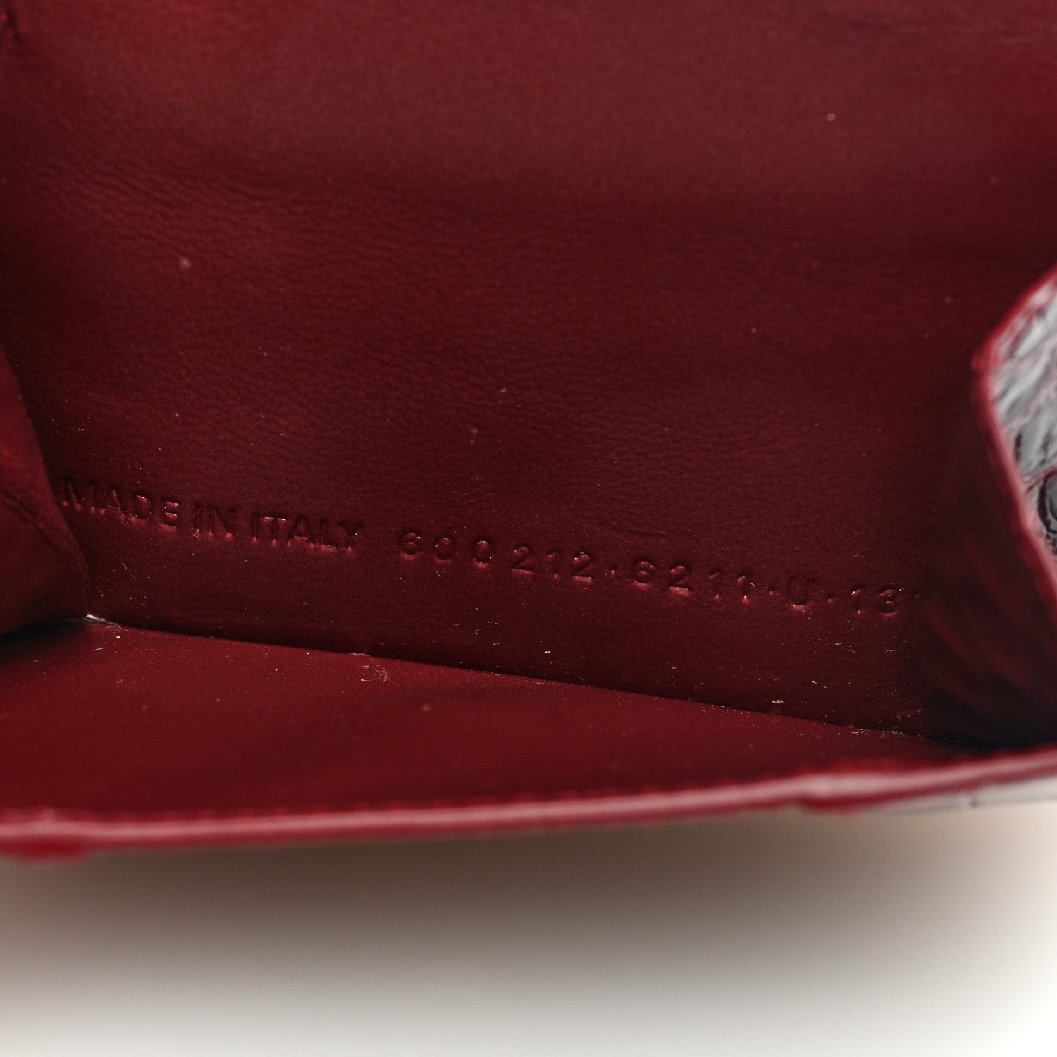 Balenciaga Shiny Calfskin Crocodile Embossed Mini Hourglass Wallet Dark Red 6 of 7