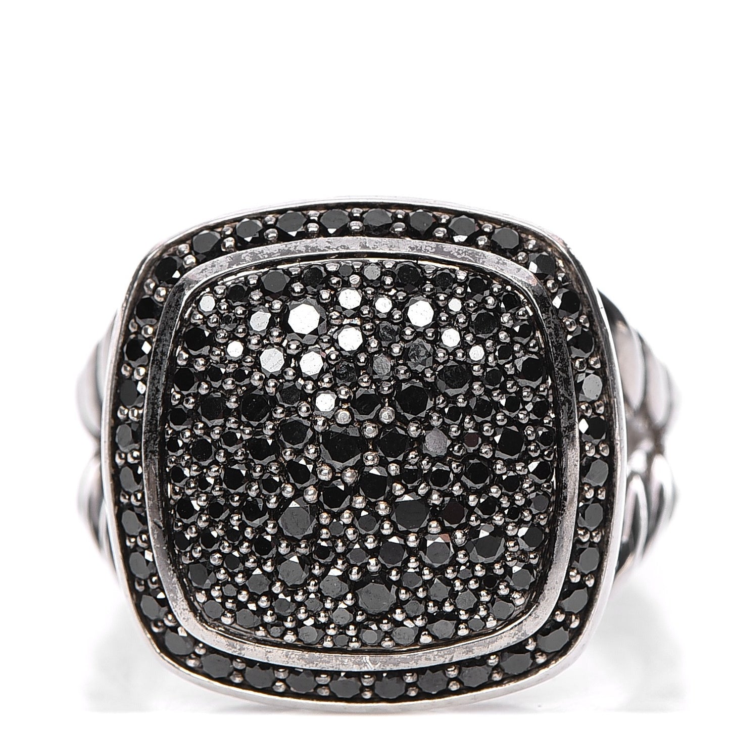 Sterling Silver Black Diamond 14mm Albion Pave Ring 57 8