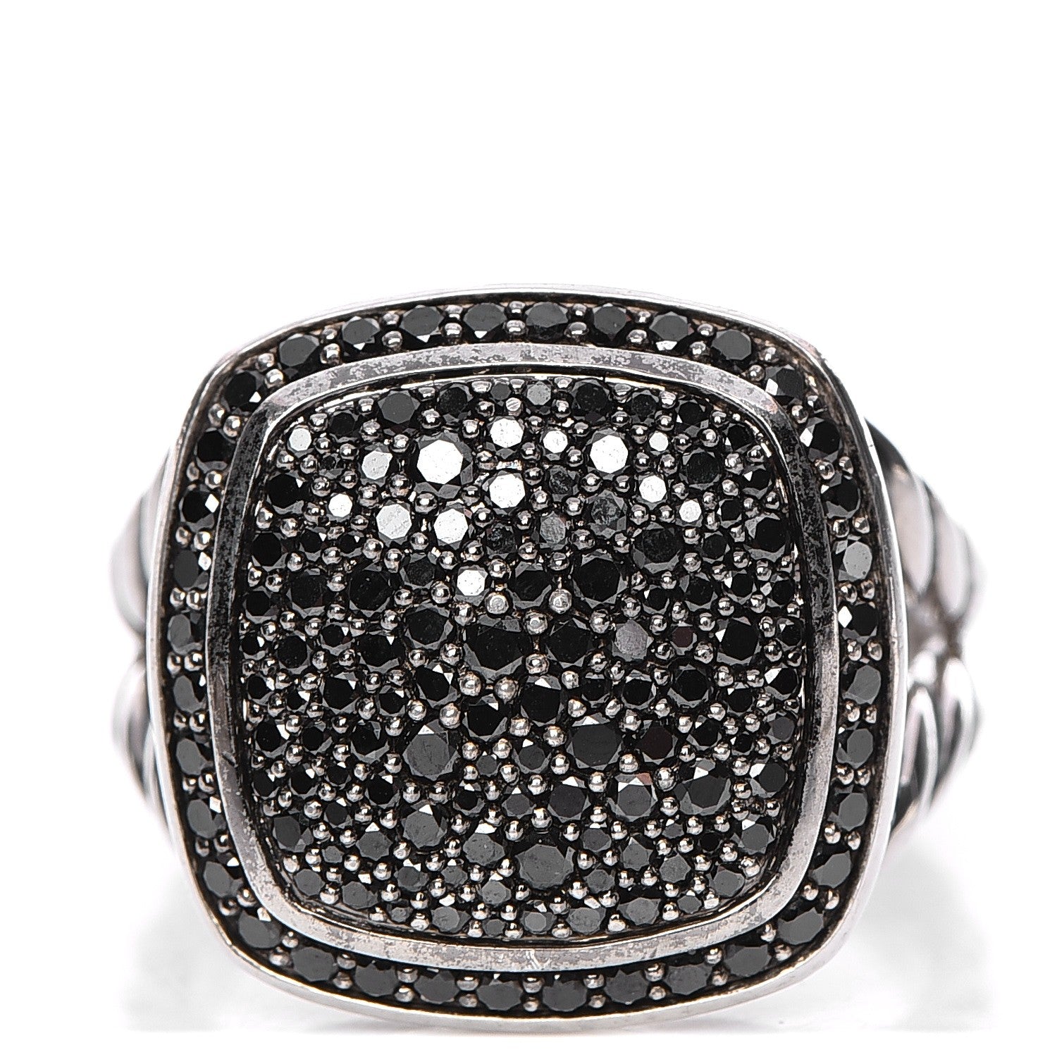 David Yurman Sterling Silver Black Diamond 14mm Albion Pave Ring 57 8 1 of 6