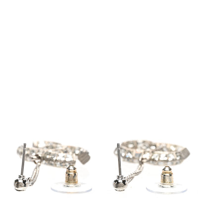 Chanel Baguette Crystal CC Drop Earrings Silver 3 of 4