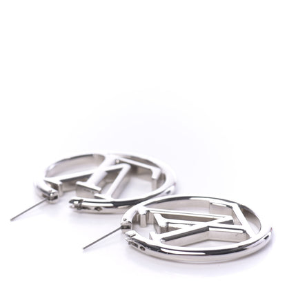 Louis Vuitton Palladium Louise Hoop Earrings Silver 4 of 6