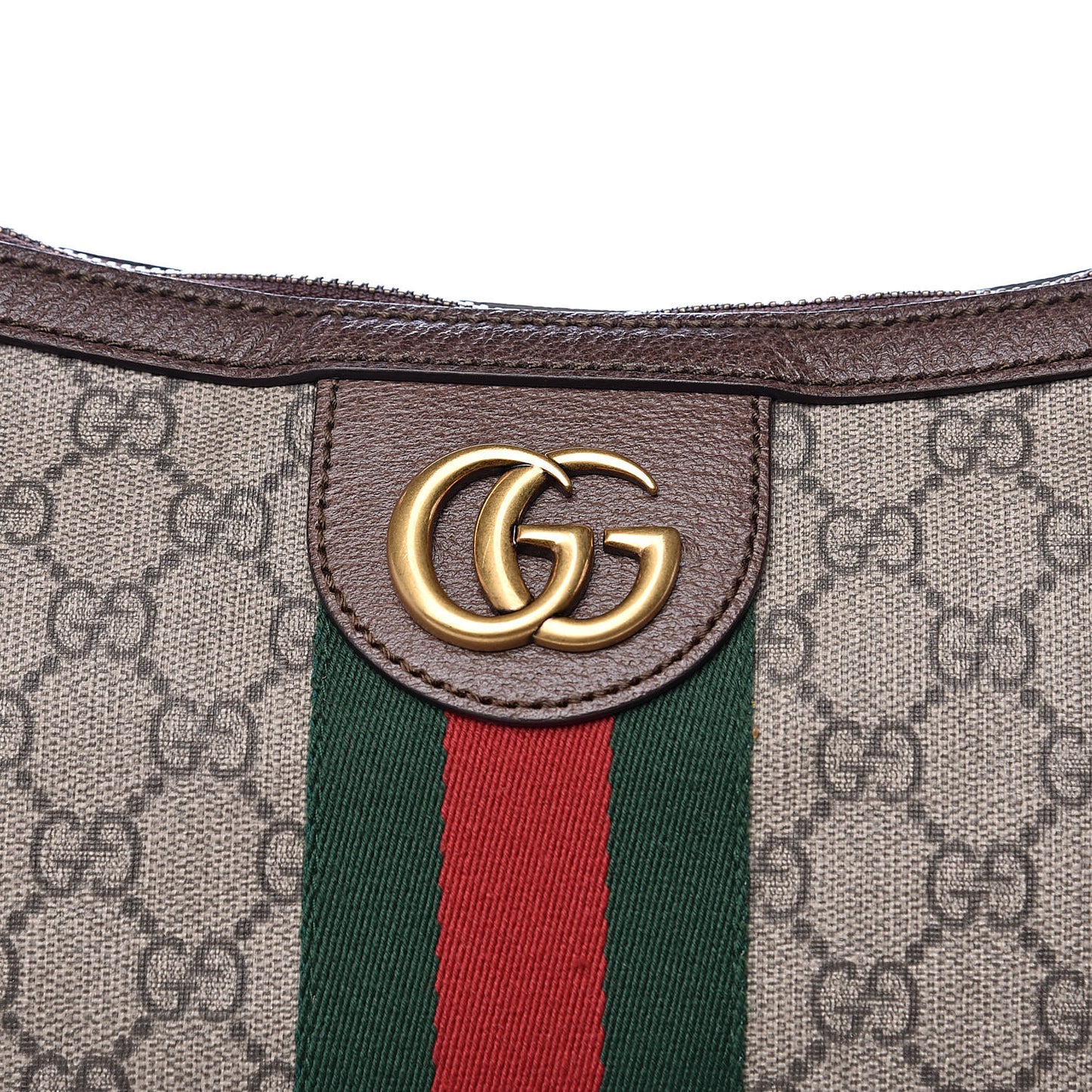 GG Supreme Monogram Web Ophidia Half Moon Hobo Brown
