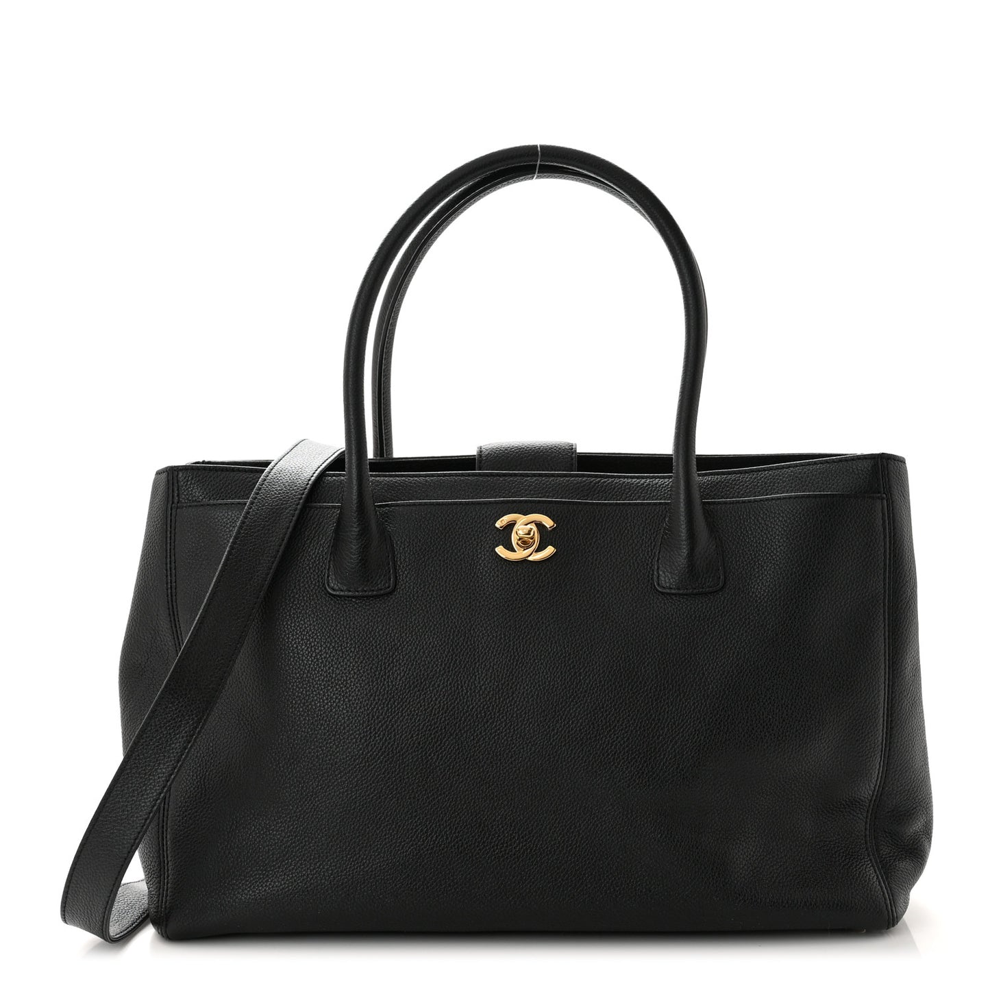 Calfskin Cerf Executive Shopper Tote Black