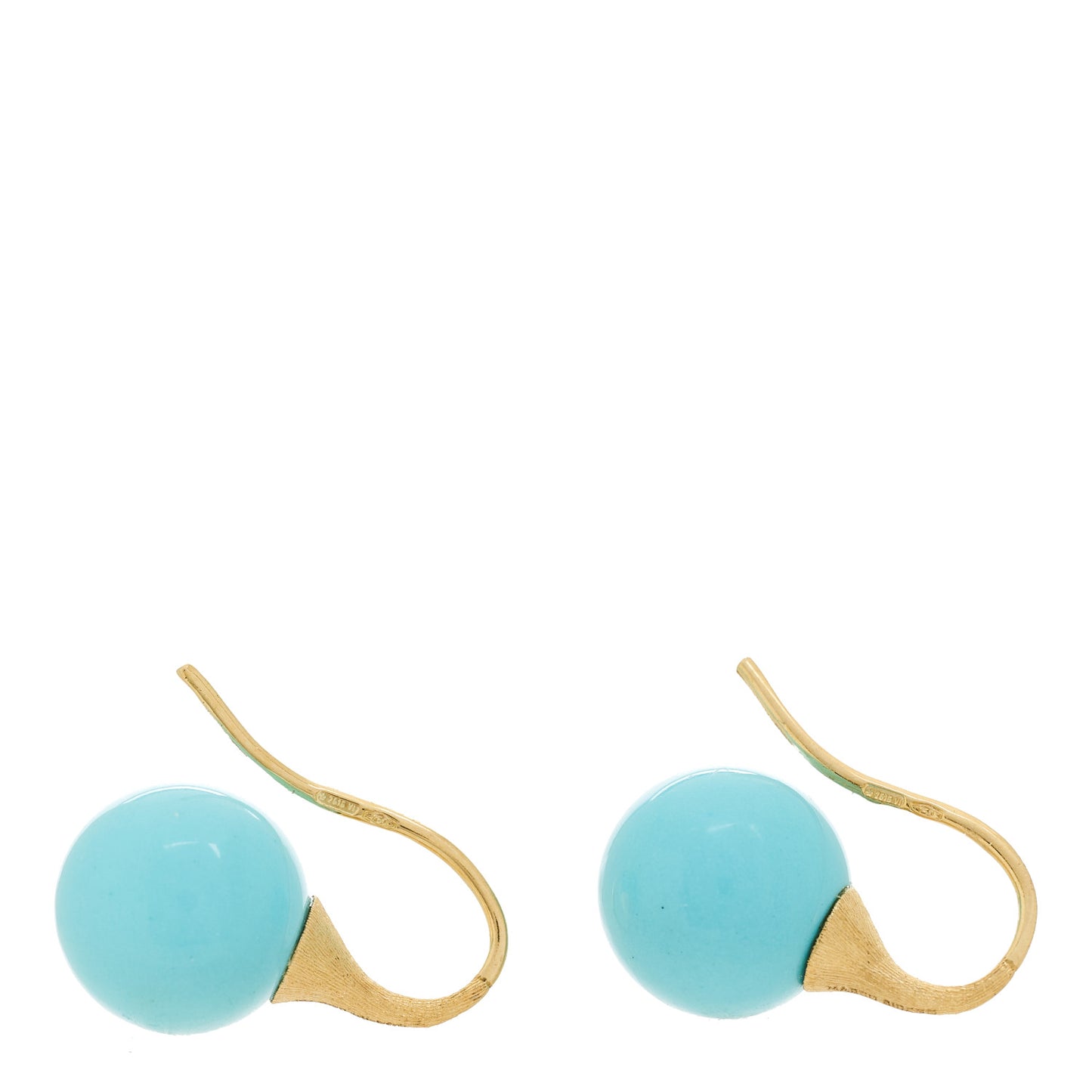 18K Yellow Gold Turquoise Africa Boules Drop Earrings