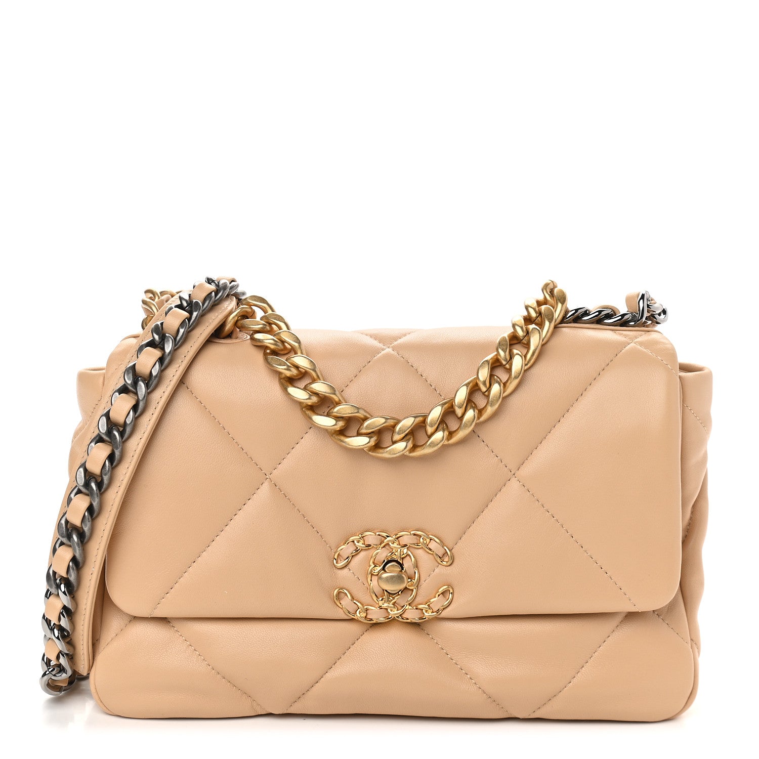 Chanel Lambskin Quilted Medium Chanel 19 Flap Beige 1 of 9