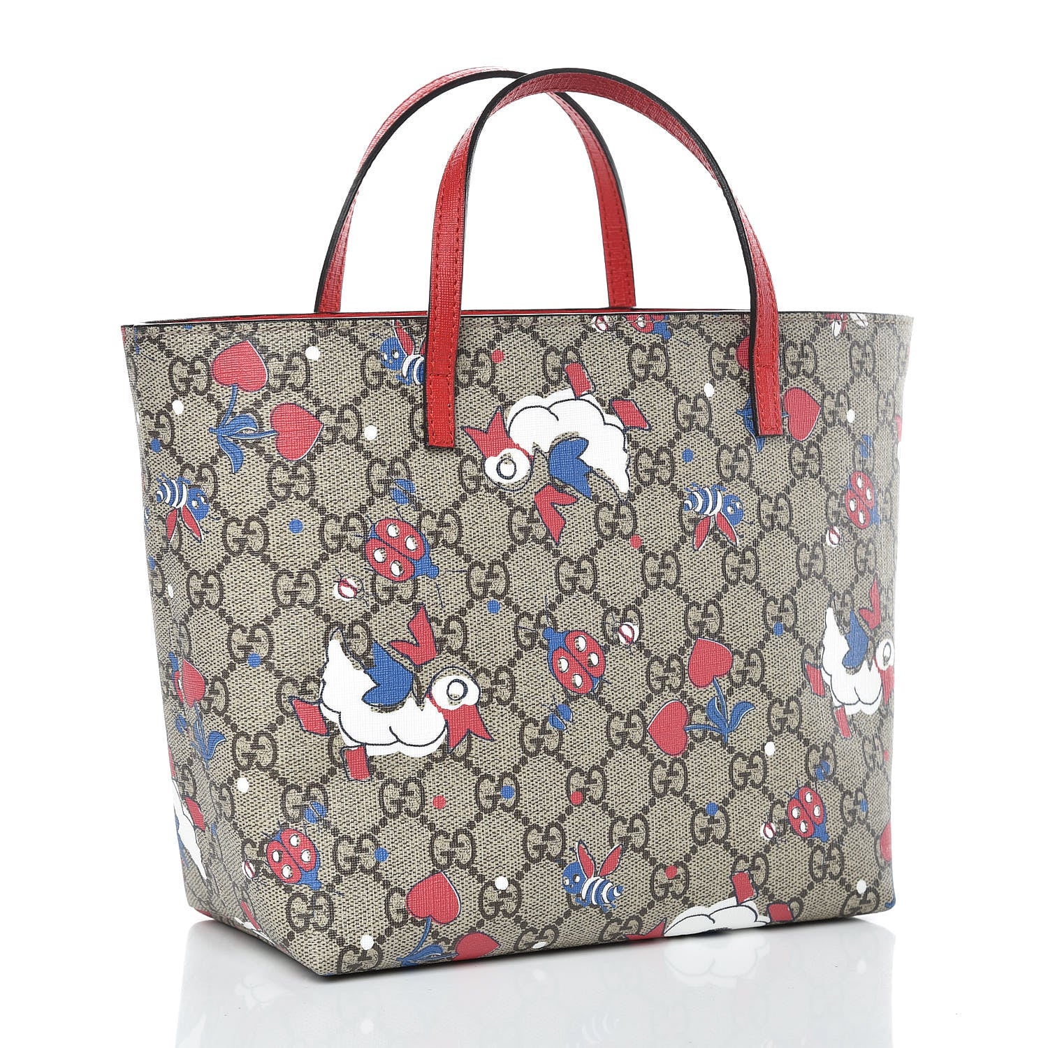 Gucci GG Supreme Monogram Kids Ducks Tote Red 3 of 9