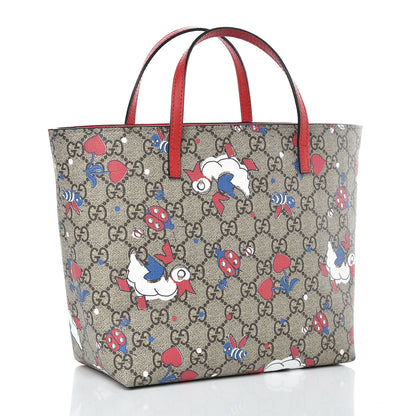 Gucci GG Supreme Monogram Kids Ducks Tote Red 3 of 9