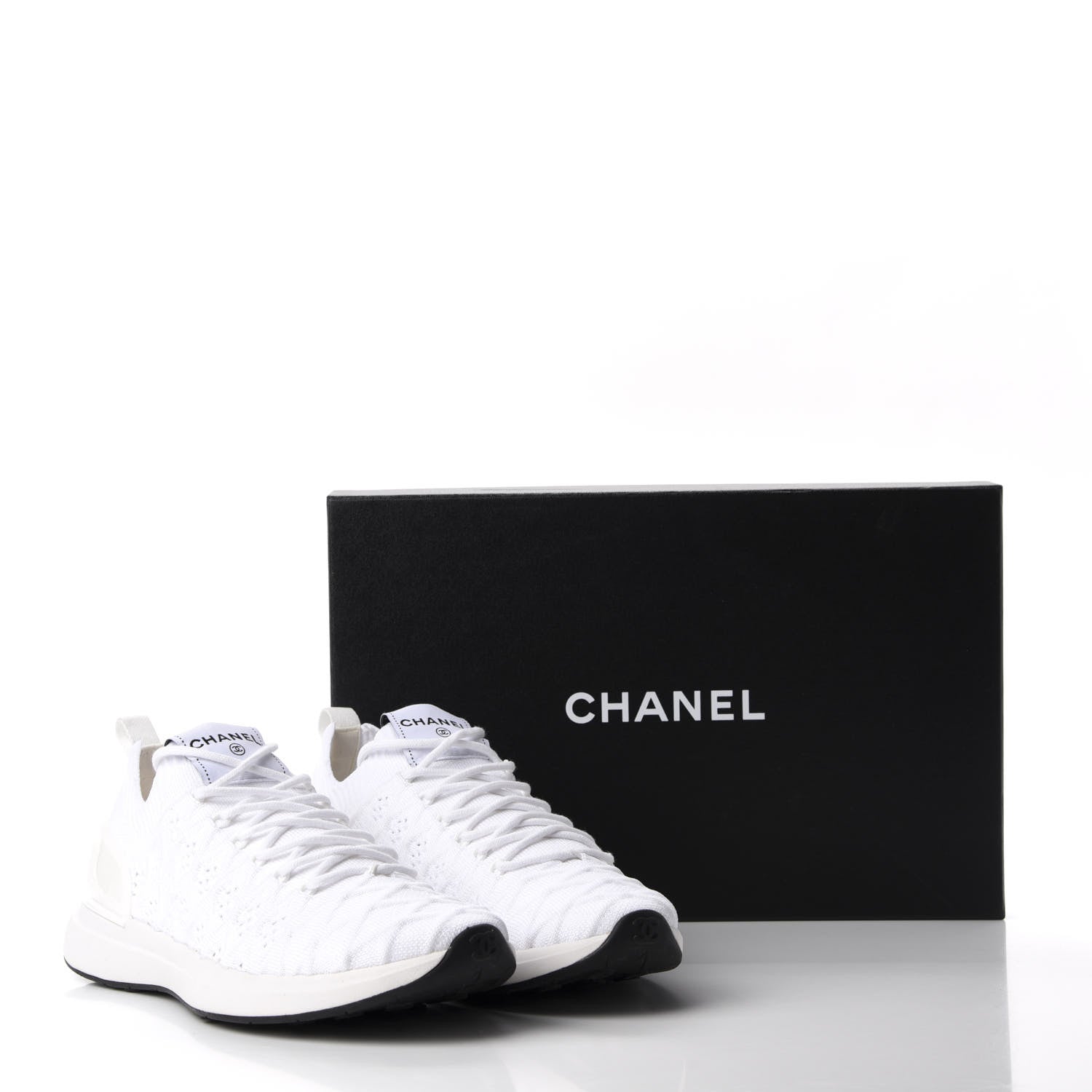 Chanel Fabric Logo Sneakers 39 White 9 of 9