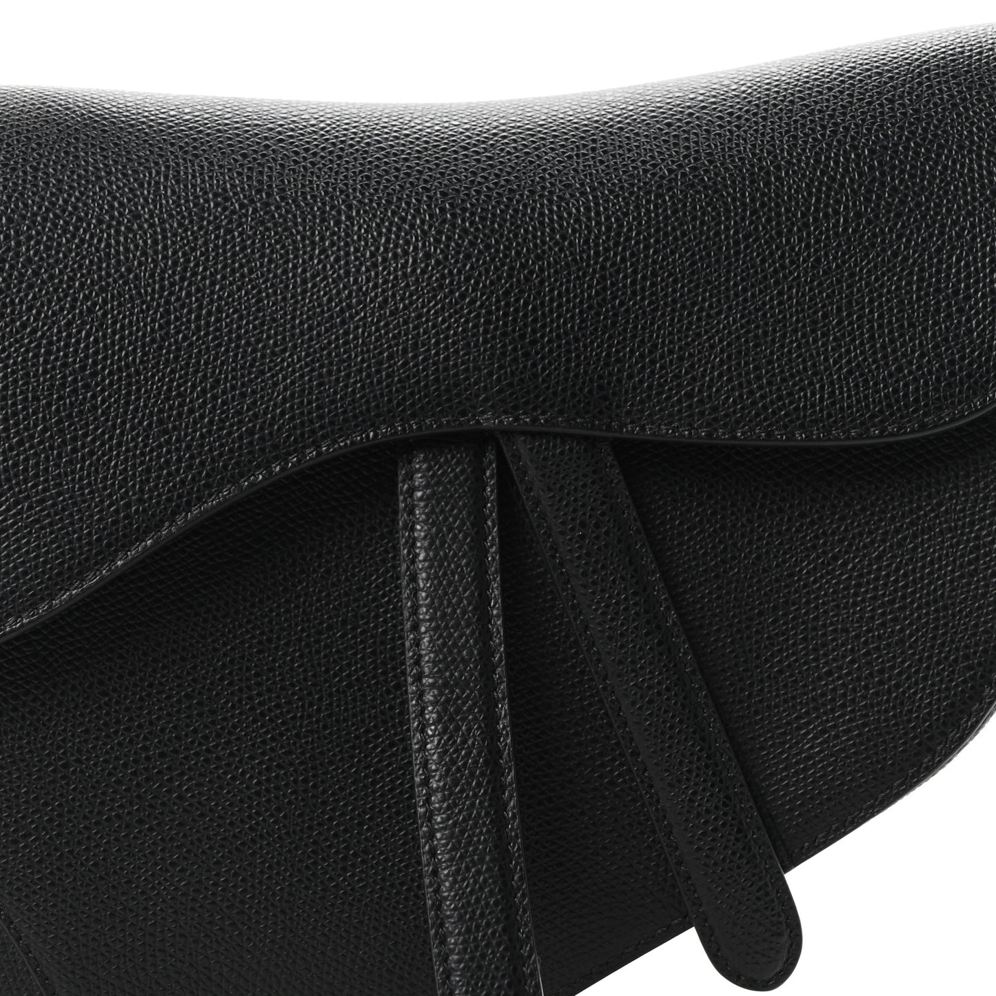 Grained Calfskin Saddle Bag Black