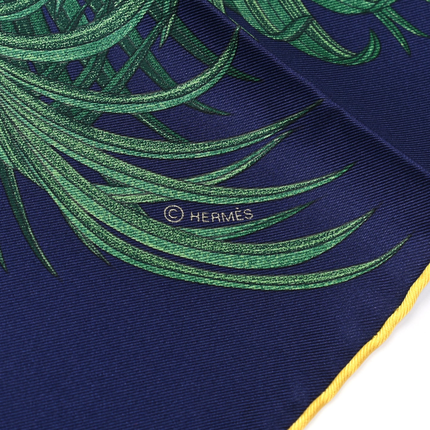 Silk Index Palmarum Scarf 90 Marine Vert Bleu