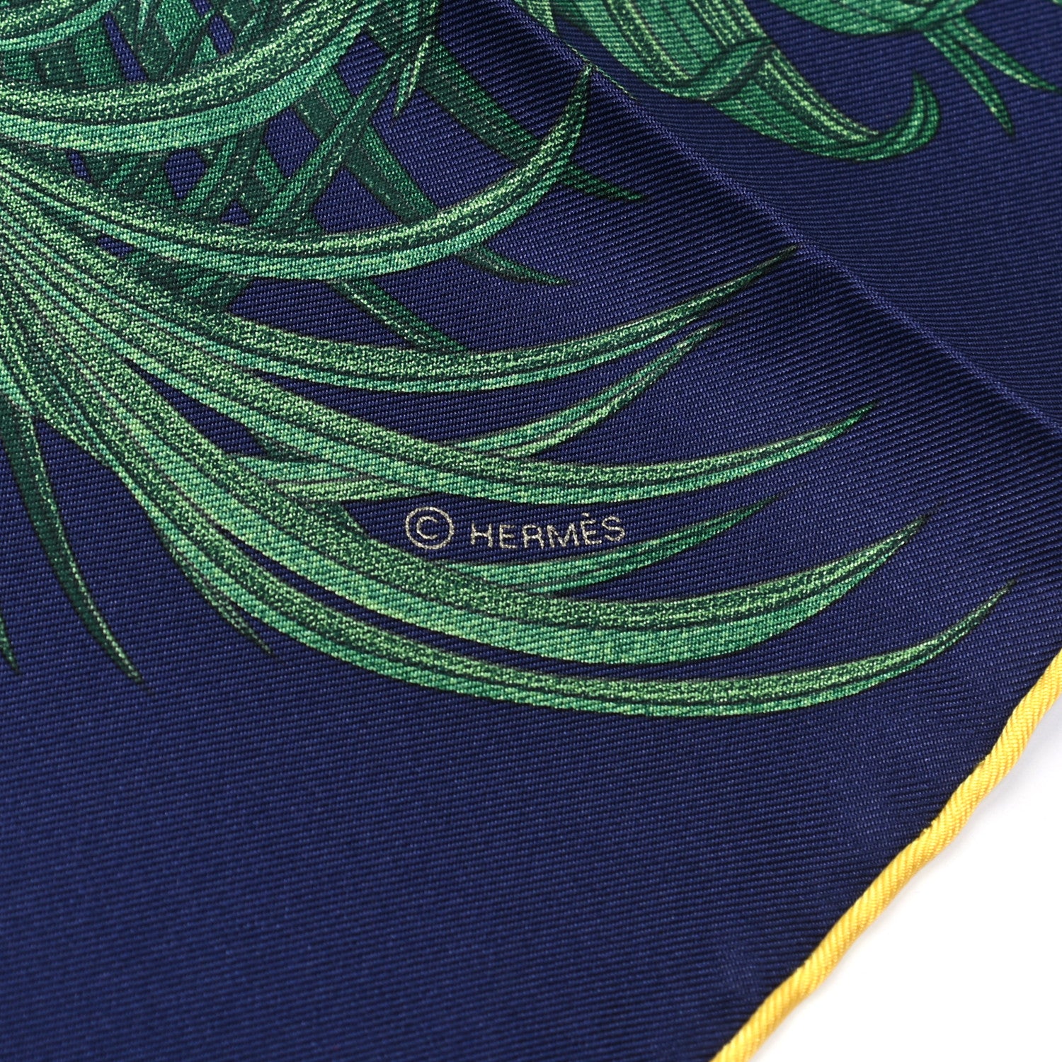 Hermes Silk Index Palmarum Scarf 90 Marine Vert Bleu 4 of 5