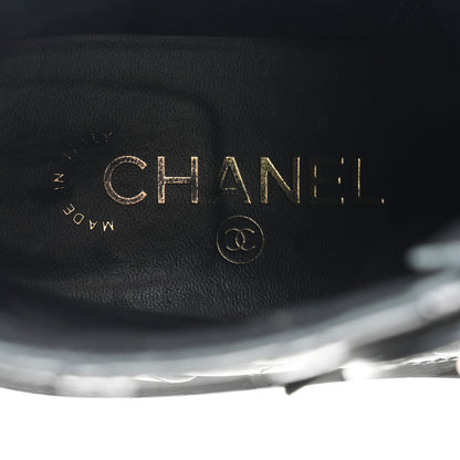 Chanel Shiny Calfskin Quilted Lace Up Combat Boots 39 Black 8 of 9