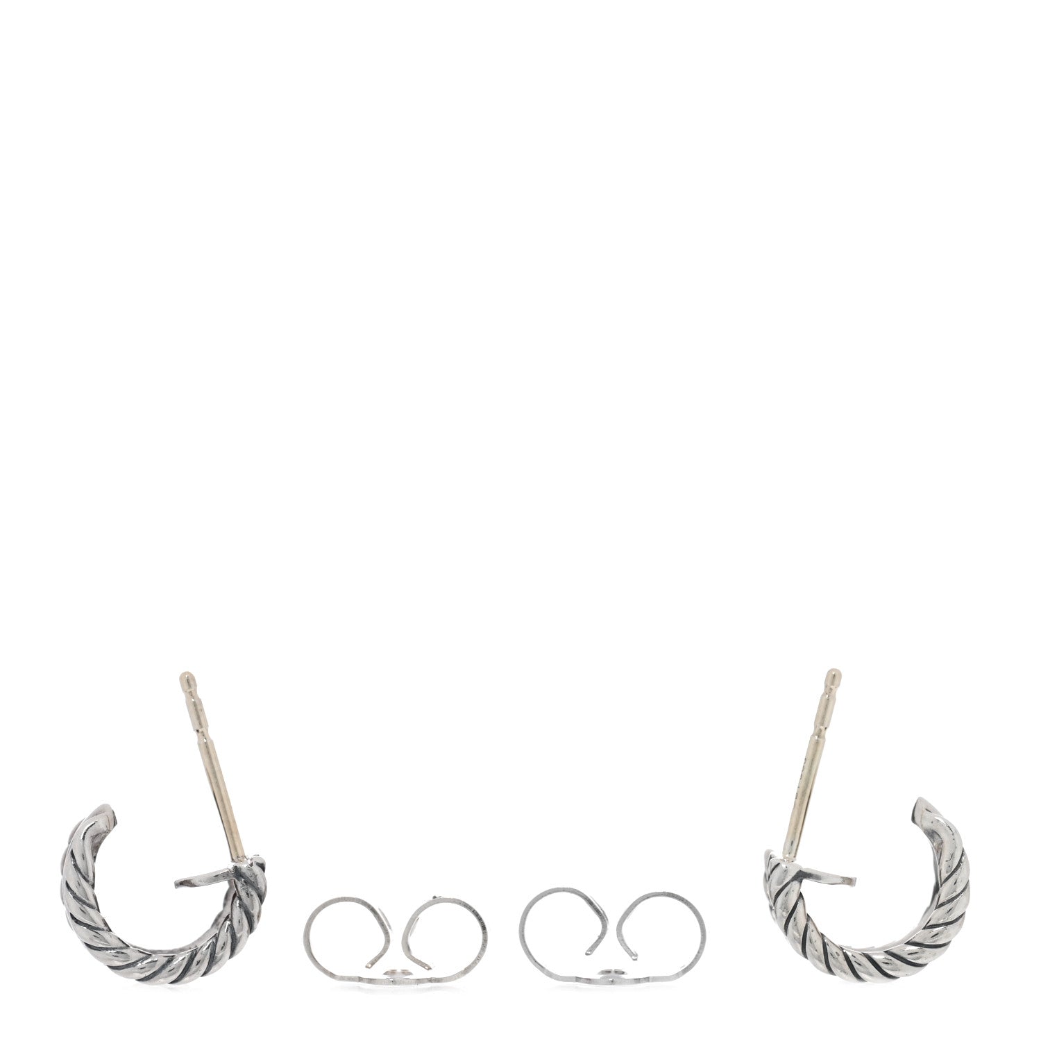 David Yurman Sterling Silver Diamond 12mm Cable Hoop Earrings 3 of 4