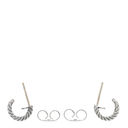 David Yurman Sterling Silver Diamond 12mm Cable Hoop Earrings 3 of 4