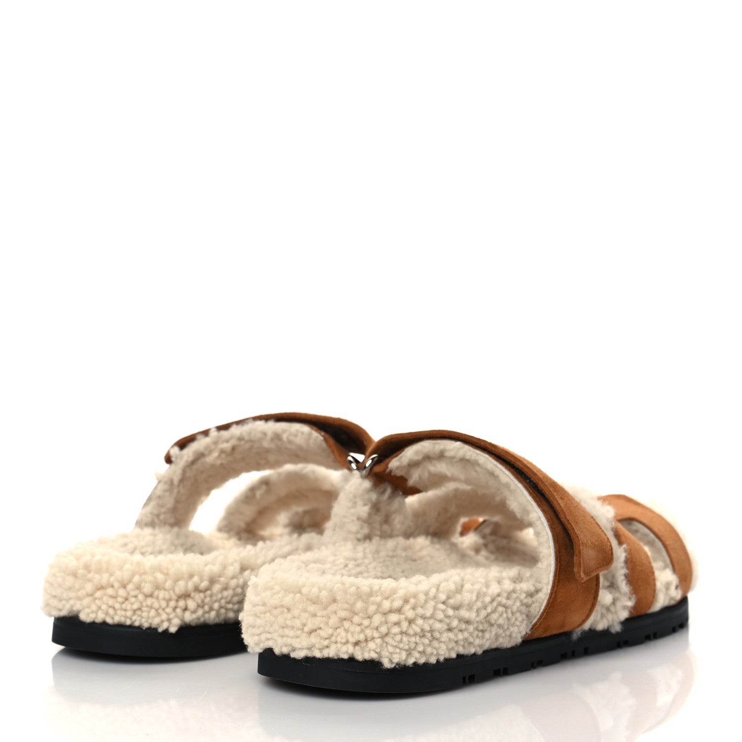 Hermes Suede Goatskin Woolskin Womens Chypre Sandals 36 Naturel Ecru 4 of 8