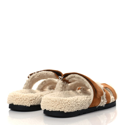 Hermes Suede Goatskin Woolskin Womens Chypre Sandals 36 Naturel Ecru 4 of 8