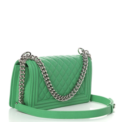 Chanel Caviar Quilted Medium Boy Flap Green 4 of 11