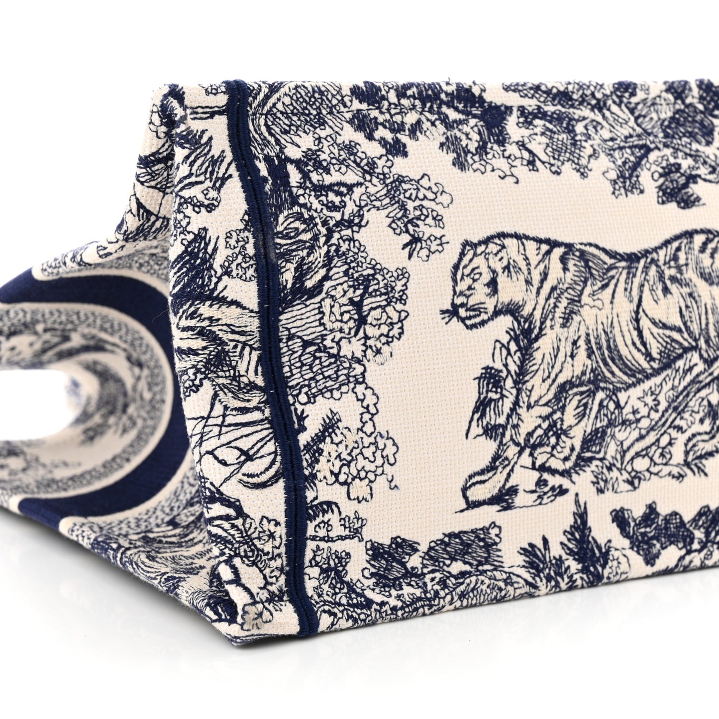 Canvas Embroidered Medium Toile De Jouy Reverse Book Tote Blue