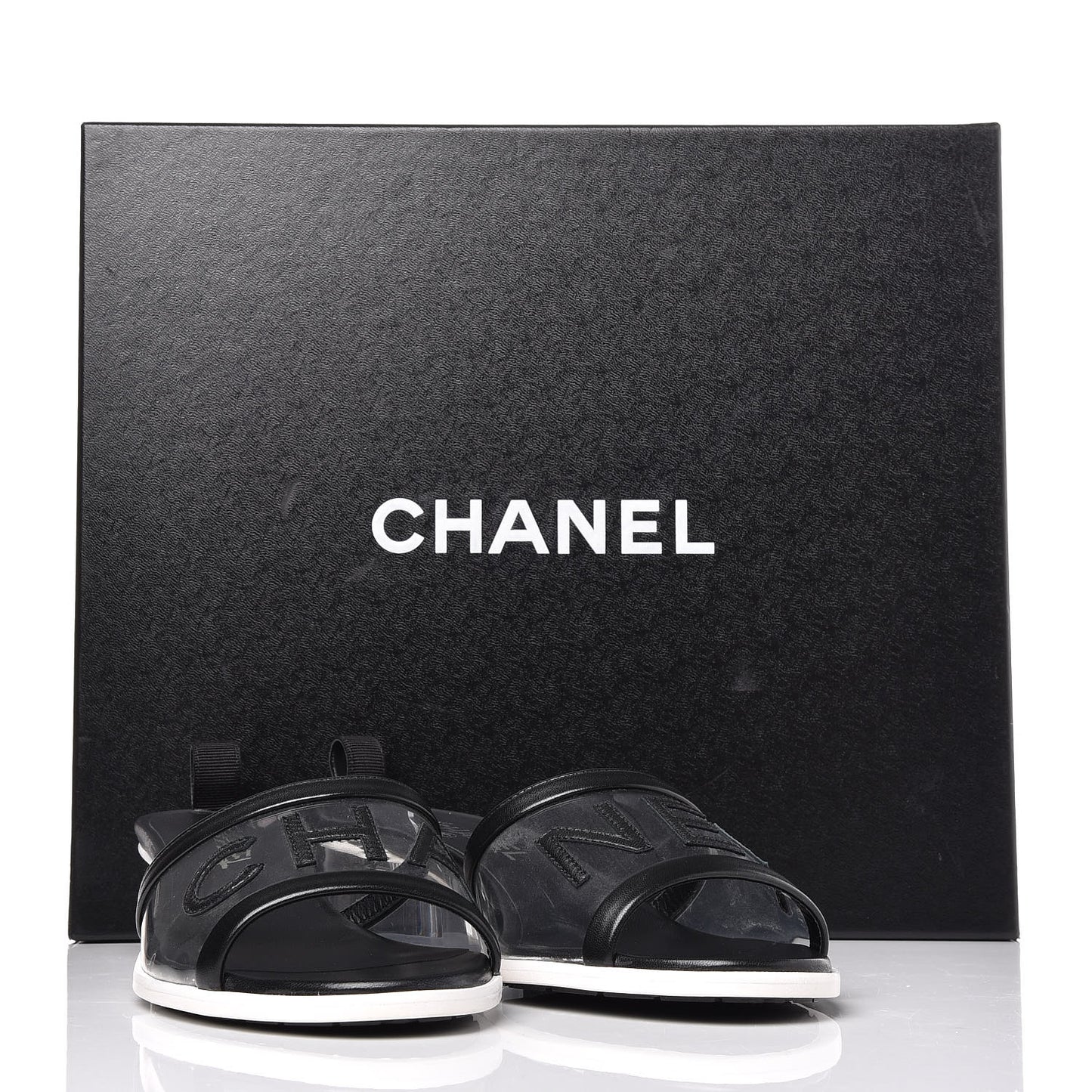 PVC Lambskin Logo Mules 39 Black