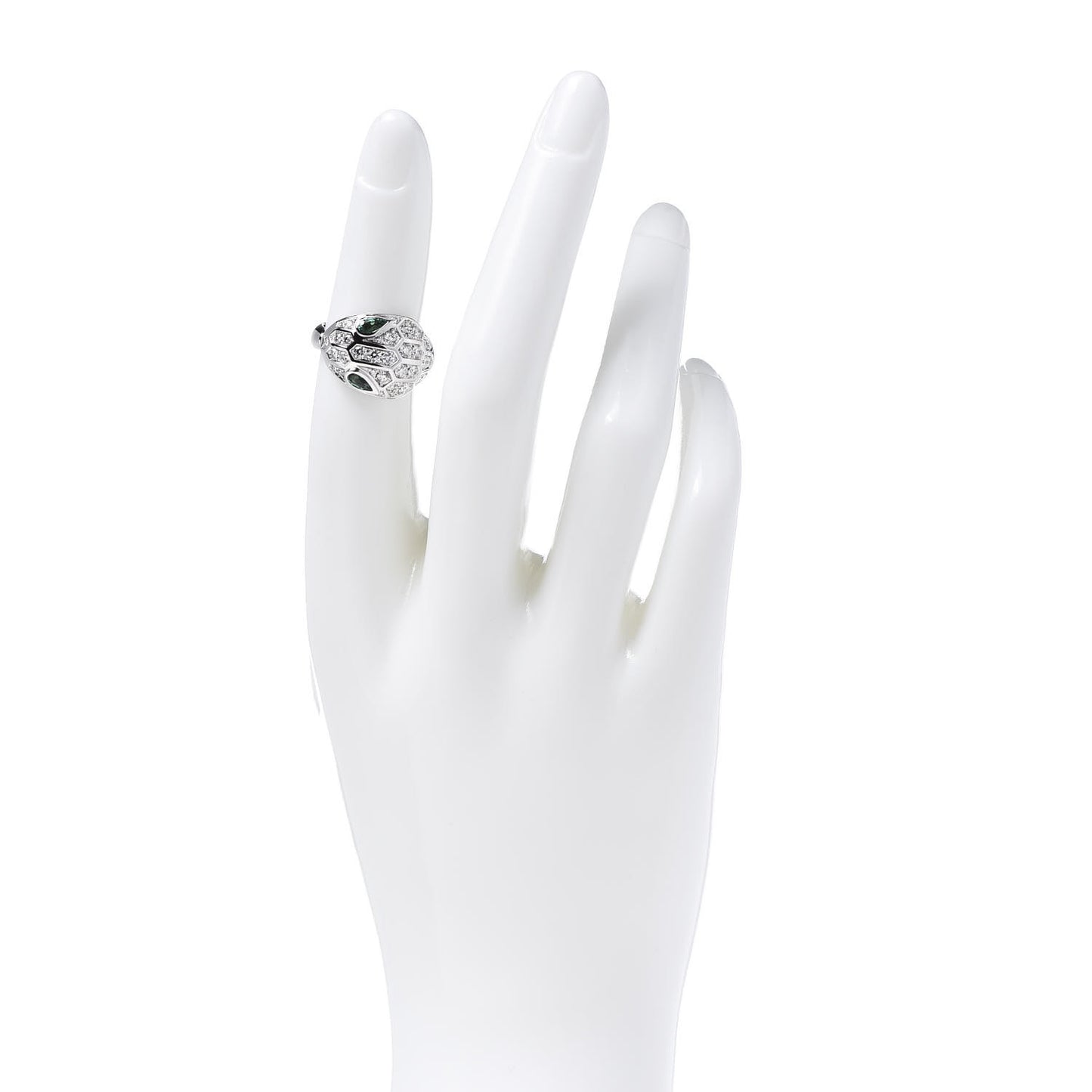 18K White Gold Diamond Emerald Serpenti Seduttori Ring 50 5.25