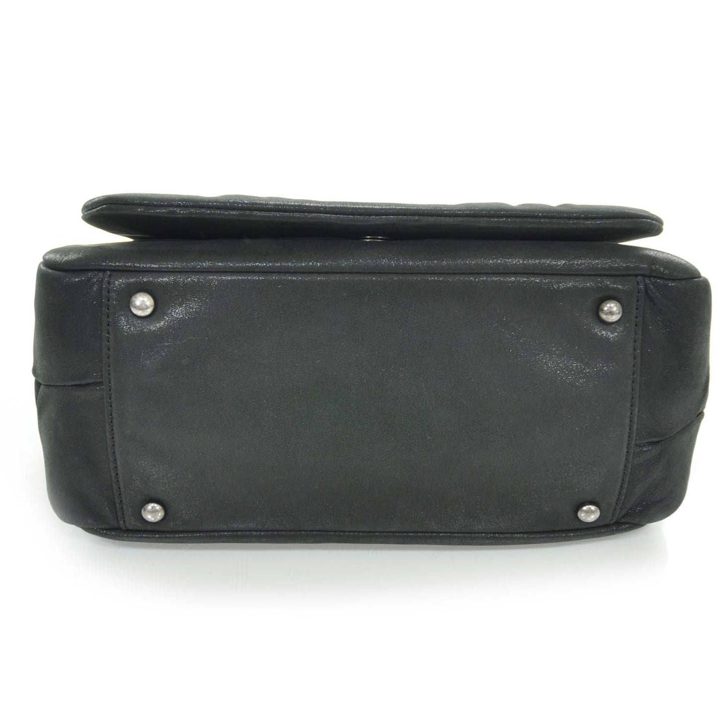 Iridescent Calfskin Glint Accordion Flap Black